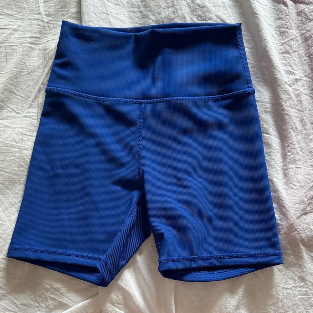 Wilo the label Women's Blue High-Waisted ribbed Shorts-size XS (BNWT)